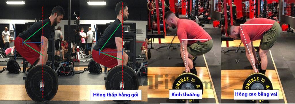 vị trí sai của hông khi deadlift